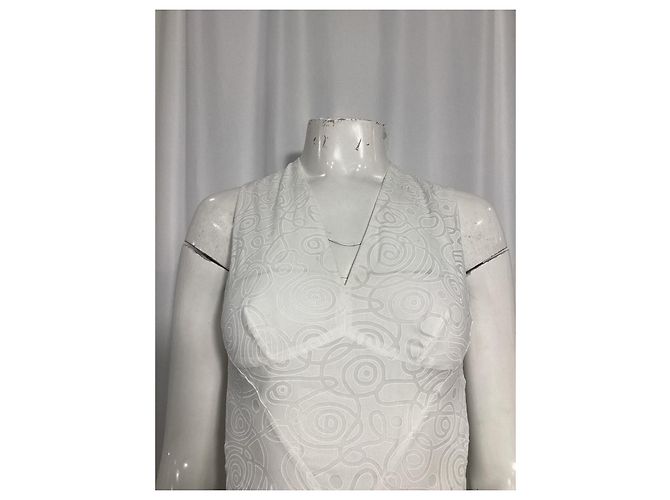 Vestido midi estampado com costas cruzadas Alaïa em algodão branco - vista 9