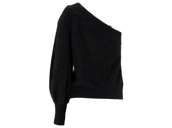 Suéter de uma shoulder Alberta Ferretti em lã preta Preto - vista 3
