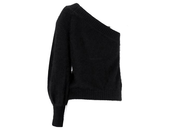 Suéter de uma shoulder Alberta Ferretti em lã preta Preto - vista 8