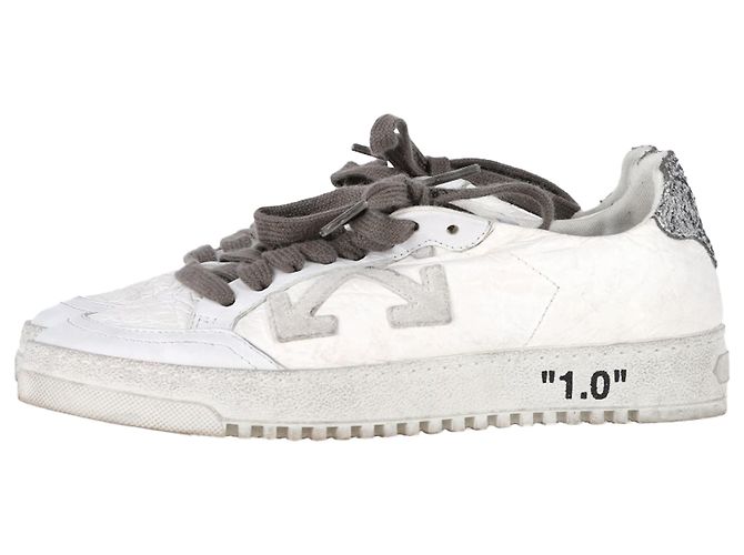 Off White Tênis baixos de couro branco com detalhes em glitter Off-White 2.0 - vista 4
