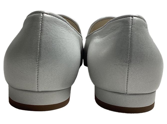 Timeless Bailarinas de cuero plateado con logo CC entrelazado de Chanel Plata - vista 6