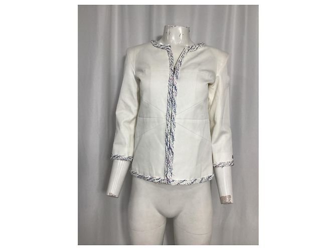 Chaqueta de noche Chanel en algodón blanco - vista 7