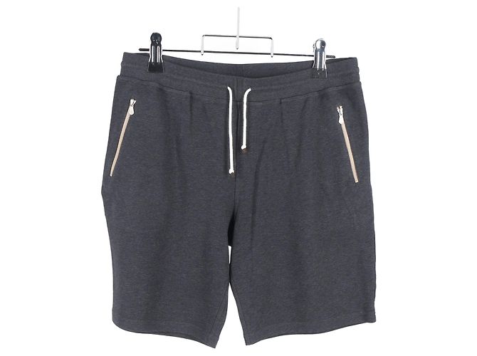 Brunello Cucinelli Mélange Drawstring Shorts in Grey Cotton - view 4