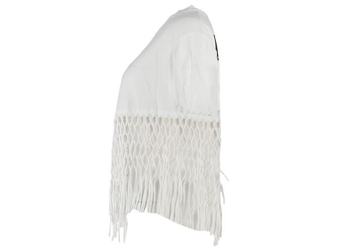 Off White Camiseta de algodón blanco de red asimétrica Off-white Crudo - vista 2
