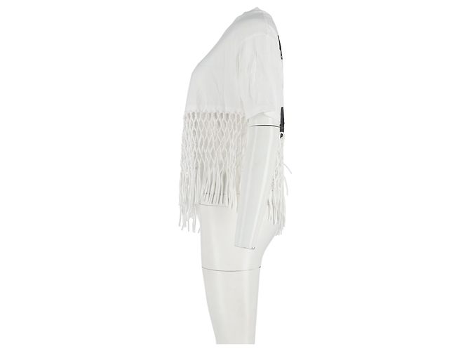 Off White Camiseta de algodón blanco de red asimétrica Off-white Crudo - vista 5