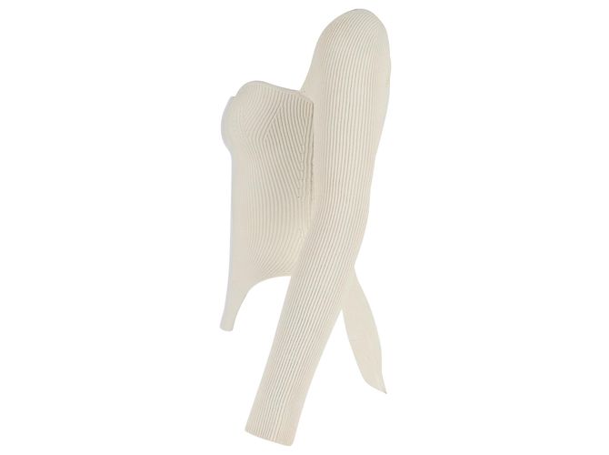 Khaite Maddy Top de Punto Off-Shoulder en Viscosa Marfil Blanco Crudo - vista 2
