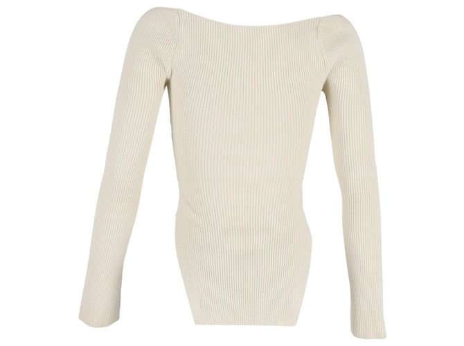 Khaite Maddy Top de Punto Off-Shoulder en Viscosa Marfil Blanco Crudo - vista 3
