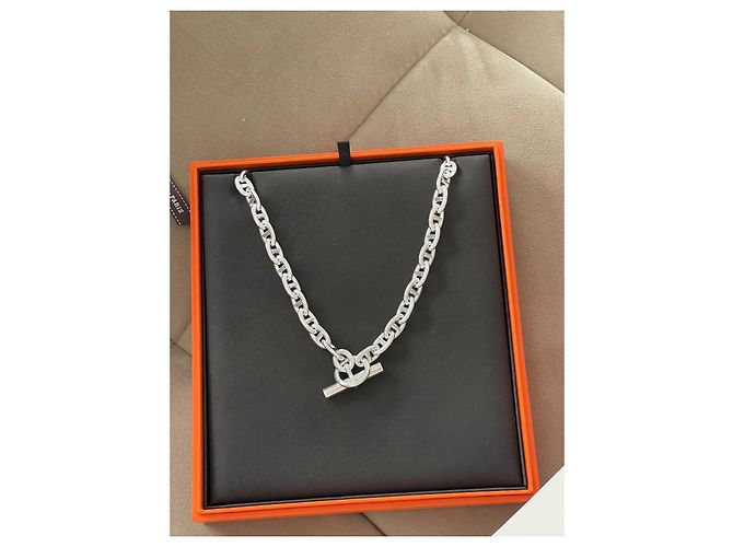 Choker / collar cadena de ancla MM Hermès Hardware de plata - vista 3