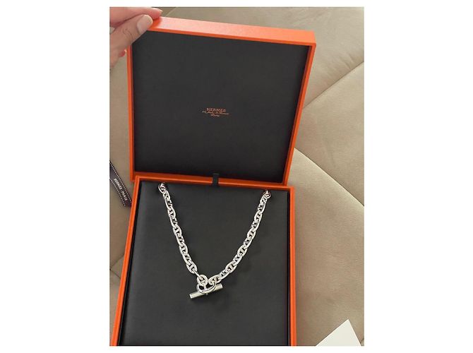 Choker / collar cadena de ancla MM Hermès Hardware de plata - vista 4