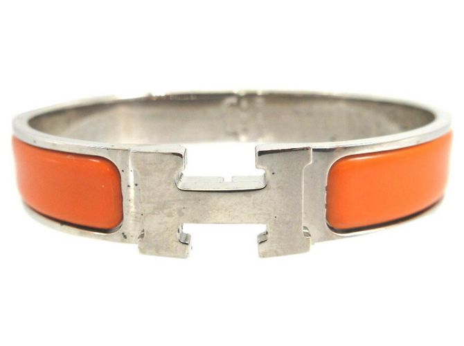 Hermès Metallarmband Hermes Click-Clack H PM Silber Orange - Ansicht 2