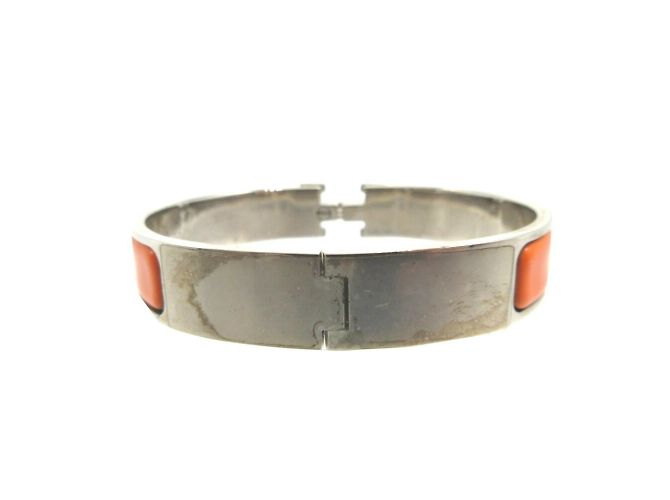 Hermès Metallarmband Hermes Click-Clack H PM Silber Orange - Ansicht 3