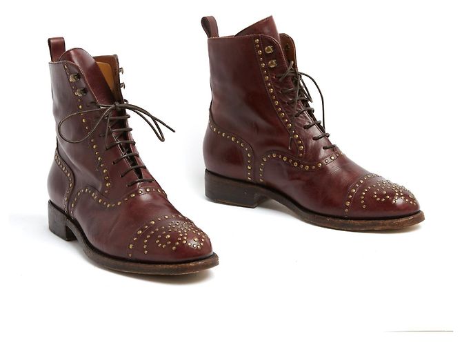 Stivaletti Sartore EU38 in pelle bordeaux e lacci di lumaca, stivaletti UK5 US7.5 Bordò - vista 3