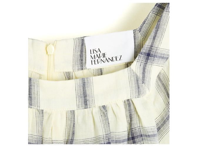 Lisa Marie Fernandez Macacão Maxi de Algodão Ecru com Babados e Cinto FR40 UK12 US10 - vista 3