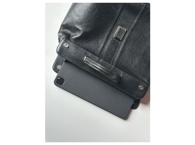 Borsa a mano Courreges in pelle granulata nera Nero - vista 14