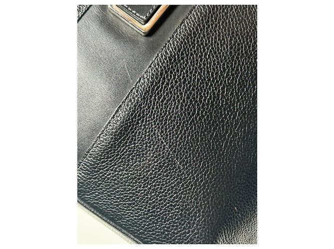 Borsa a mano Courreges in pelle granulata nera Nero - vista 7