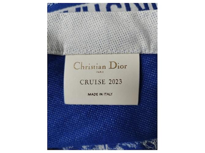 Borsa Tote Dior in cotone bianco e blu - vista 3