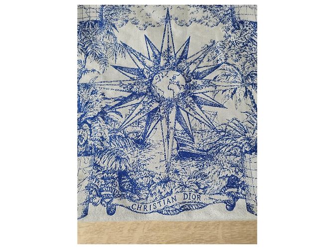 Borsa Tote Dior in cotone bianco e blu - vista 4