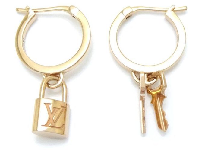 Orecchini Creole Lockit Louis Vuitton in Oro Rosa - vista 9