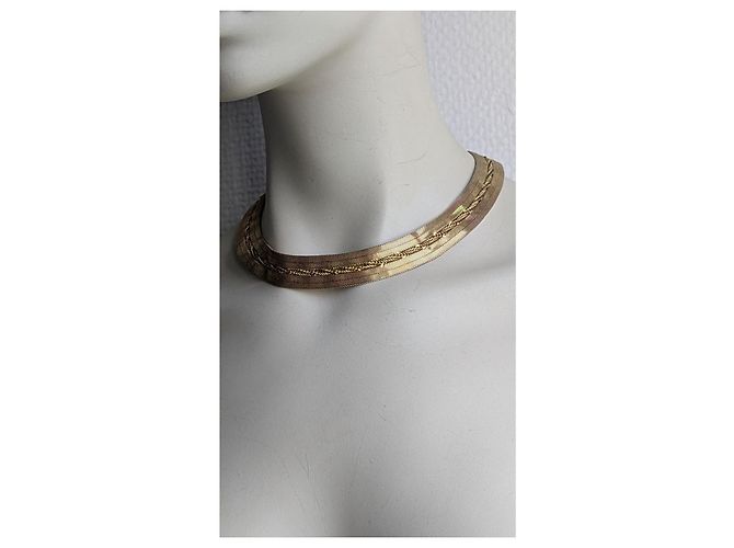Autre Marque Collana choker Grossé in metallo dorato a nastro D'oro - vista 2