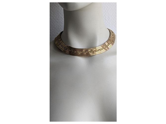 Autre Marque Collana choker Grossé in metallo dorato a nastro D'oro - vista 8