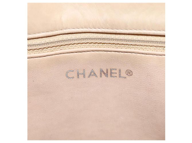 CHANEL Borsa a Spalla Matelassé con Catena in Pelle di Agnello Beige CC Auth bs22414 - vista 15