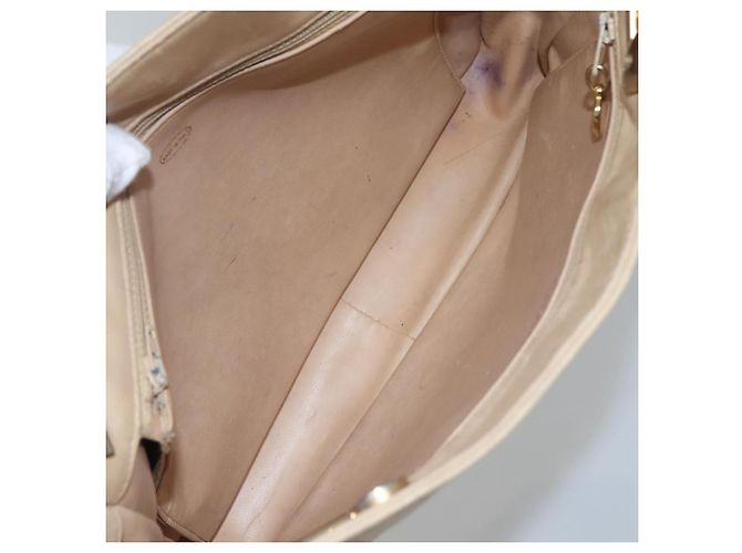 CHANEL Borsa a Spalla Matelassé con Catena in Pelle di Agnello Beige CC Auth bs22414 - vista 16