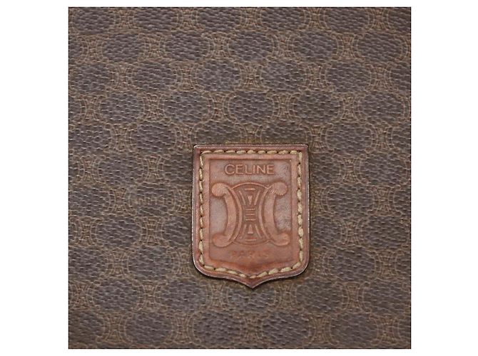 Céline Borsa a spalla in tela Macadam CELINE in pelle PVC marrone Auth BA242 - vista 14