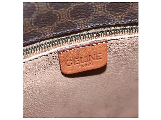 Céline Borsa a spalla in tela Macadam CELINE in pelle PVC marrone Auth BA242 - vista 16