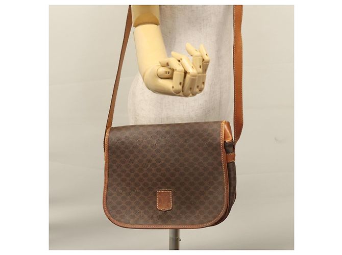 Céline Borsa a spalla in tela Macadam CELINE in pelle PVC marrone Auth BA242 - vista 23