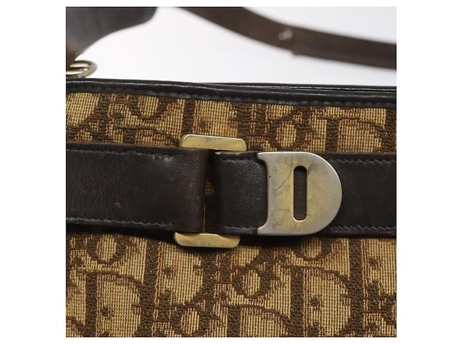 Borsa a spalla in tela Trotter Christian Dior marrone oro Auth bs22491 D'oro - vista 14