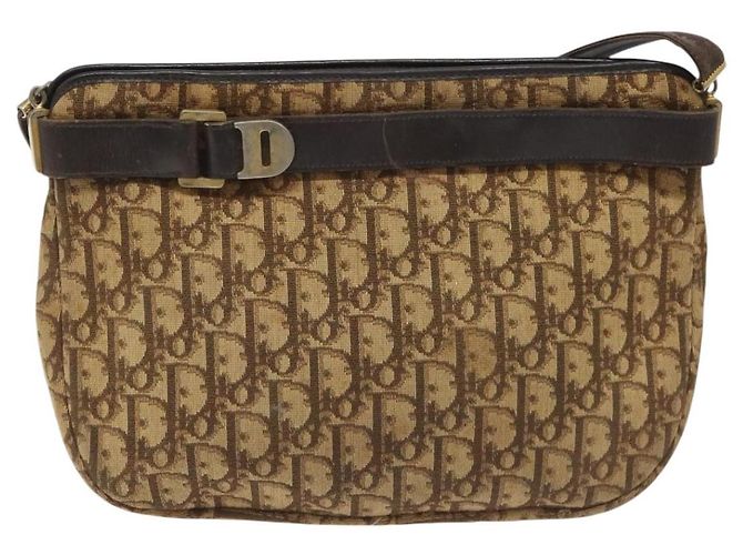 Borsa a spalla in tela Trotter Christian Dior marrone oro Auth bs22491 D'oro - vista 2
