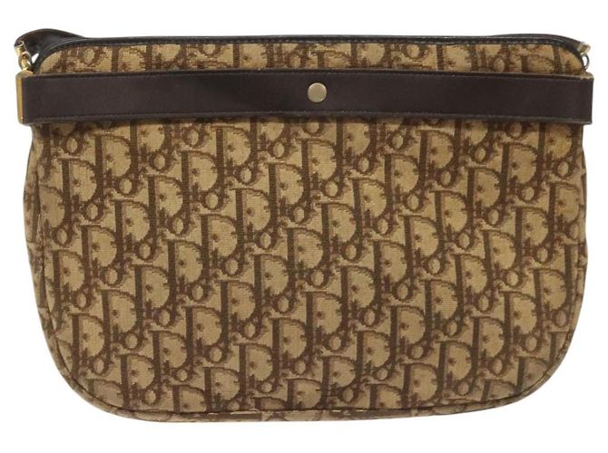 Borsa a spalla in tela Trotter Christian Dior marrone oro Auth bs22491 D'oro - vista 3