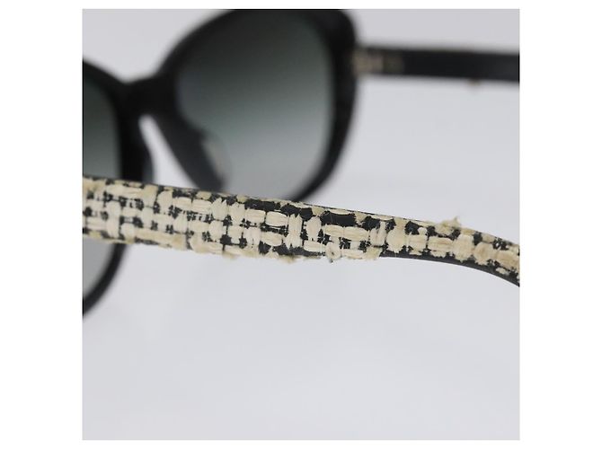 Gafas de sol de tweed CHANEL de plástico negro CC Auth bs22164 - vista 10