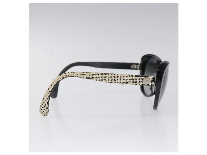 Gafas de sol de tweed CHANEL de plástico negro CC Auth bs22164 - vista 4