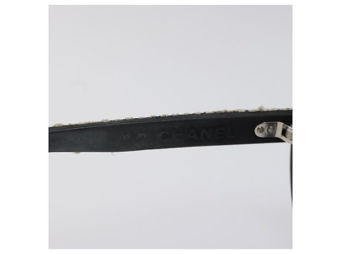 Gafas de sol de tweed CHANEL de plástico negro CC Auth bs22164 - vista 8