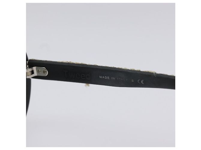 Gafas de sol de tweed CHANEL de plástico negro CC Auth bs22164 - vista 9