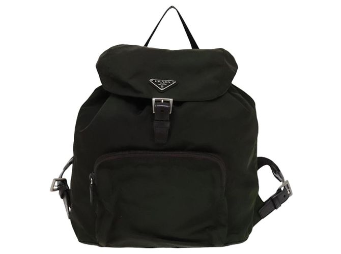 Zaino PRADA in nylon khaki Auth bs22082 Cachi - vista 13