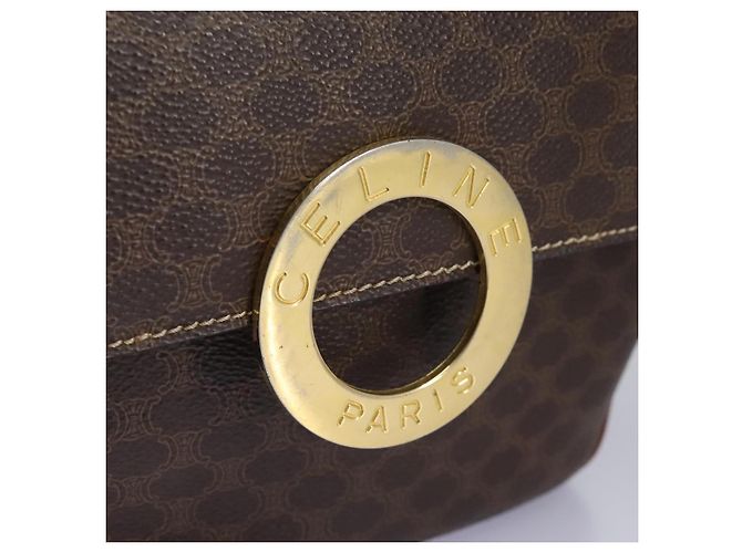Céline Bolsa de ombro em lona Macadam CELINE em couro PVC marrom Auth 115445 - vista 15