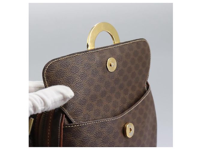 Céline Bolsa de ombro em lona Macadam CELINE em couro PVC marrom Auth 115445 - vista 17