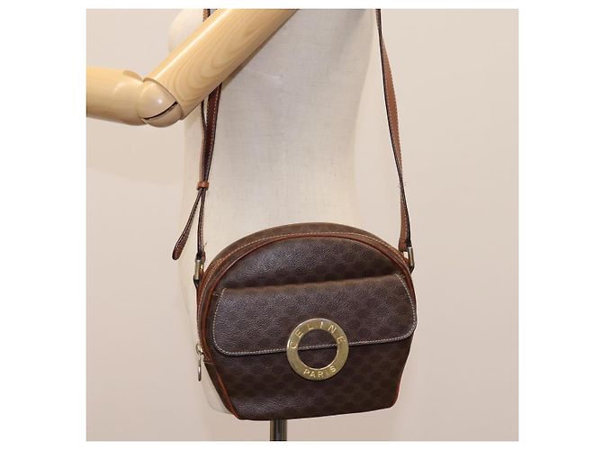 Céline Bolsa de ombro em lona Macadam CELINE em couro PVC marrom Auth 115445 - vista 25