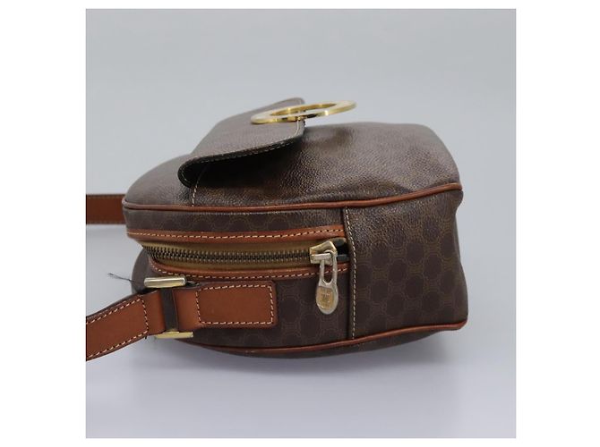 Céline Bolsa de ombro em lona Macadam CELINE em couro PVC marrom Auth 115445 - vista 4