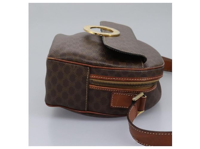 Céline Bolsa de ombro em lona Macadam CELINE em couro PVC marrom Auth 115445 - vista 5