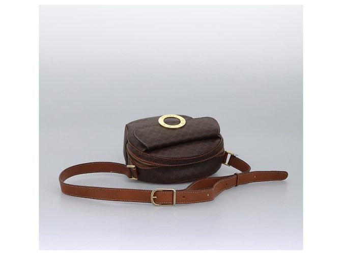 Céline Bolsa de ombro em lona Macadam CELINE em couro PVC marrom Auth 115445 - vista 7