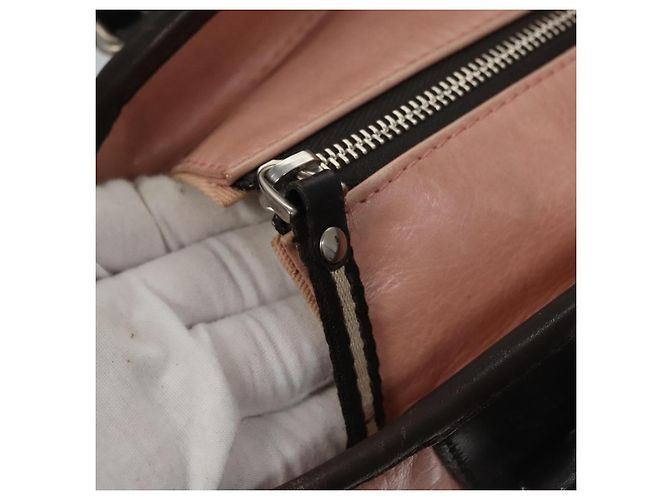 Borsa Tote BALLY in pelle rosa marrone scuro argento Auth bs22247 - vista 17