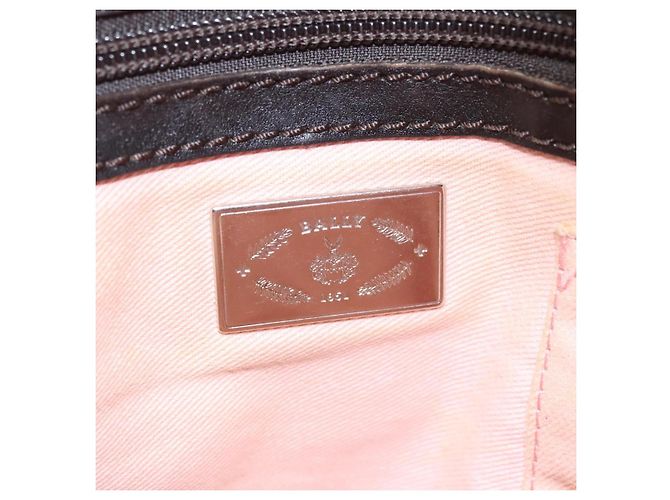 Borsa Tote BALLY in pelle rosa marrone scuro argento Auth bs22247 - vista 18
