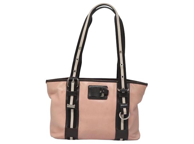 Borsa Tote BALLY in pelle rosa marrone scuro argento Auth bs22247 - vista 2
