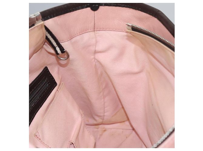 Borsa Tote BALLY in pelle rosa marrone scuro argento Auth bs22247 - vista 20