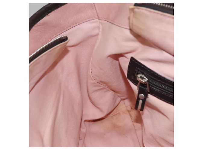 Borsa Tote BALLY in pelle rosa marrone scuro argento Auth bs22247 - vista 21