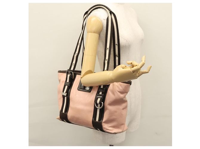 Borsa Tote BALLY in pelle rosa marrone scuro argento Auth bs22247 - vista 27
