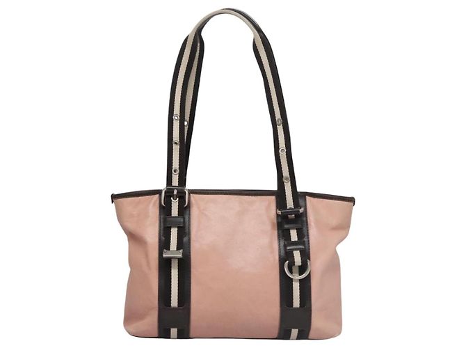 Borsa Tote BALLY in pelle rosa marrone scuro argento Auth bs22247 - vista 3